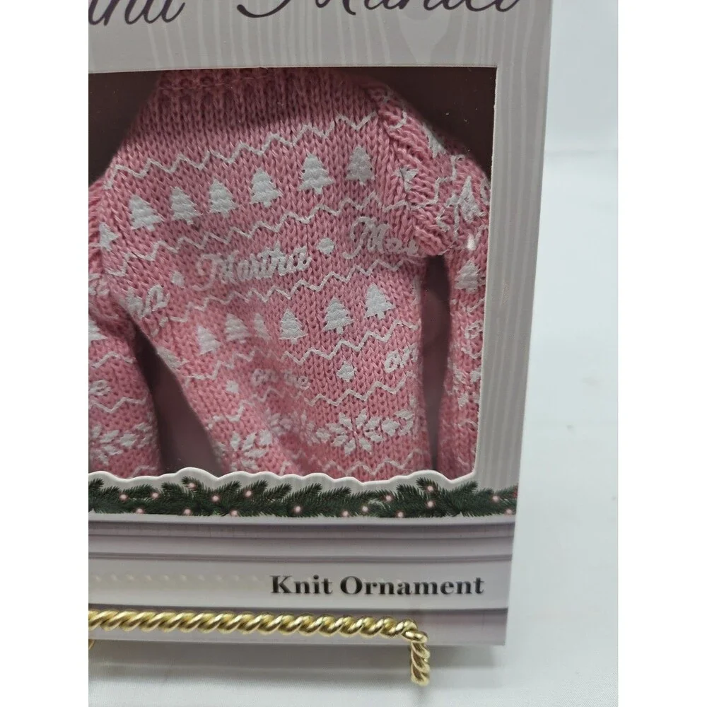 Martha on The Mantel Pink Christmas Knit Sweater Collectible Ornament NEW
